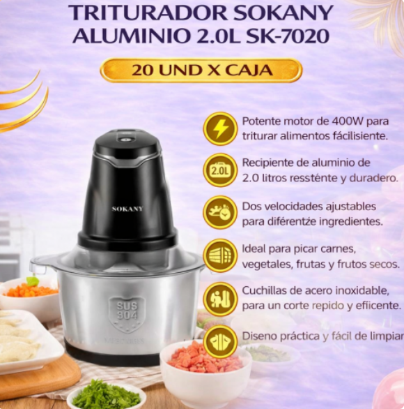 TRITURADOR SOKANY ALUMINIO 2.0L SK-7020